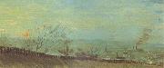 Vincent Van Gogh Factories Seen from a Hillside in Moonlight (nn04) oil